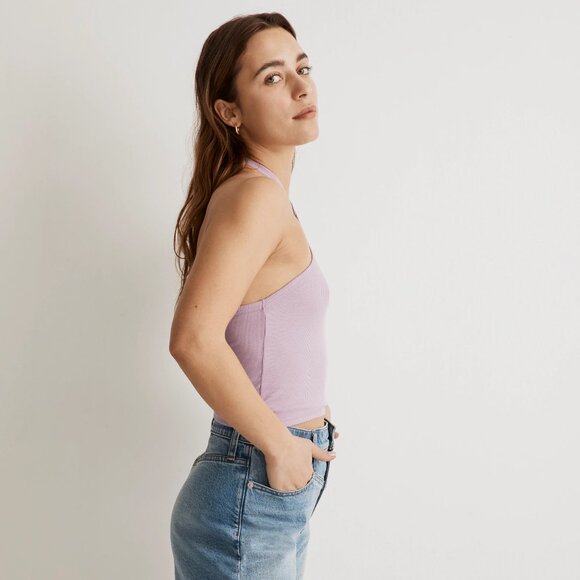 [NWT] Madewell Ribbed Cotton Halter Top in Lilac - Picture 3 of 5